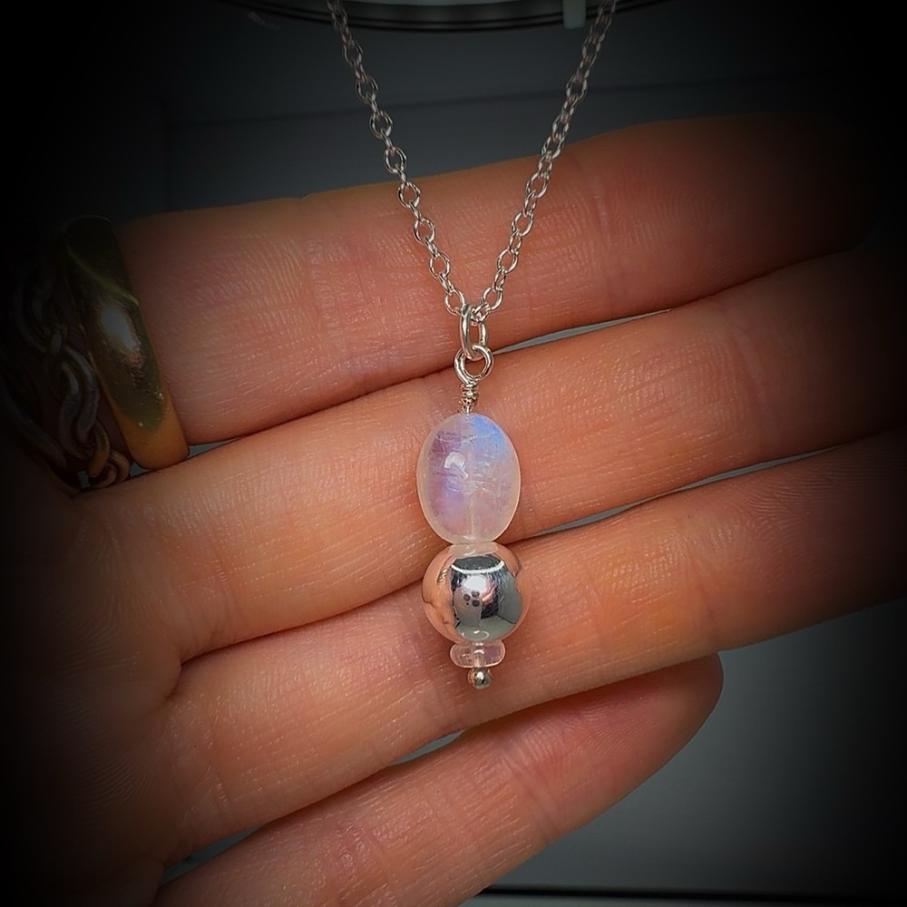 Hand Crafted Silver and White Beaded Necklace
